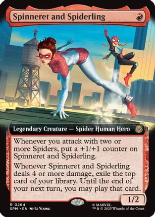 Spinneret and Spiderling (Extended Art) (SPM-264) - Marvel's Spider-Man Foil