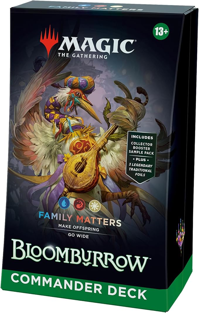 Mazzo Commander di Magic: The Gathering Bloomburrow - La Famiglia Conta (mazzo da 100 carte, Collector Booster sample pack da 2 carte + accessori) (English Version)