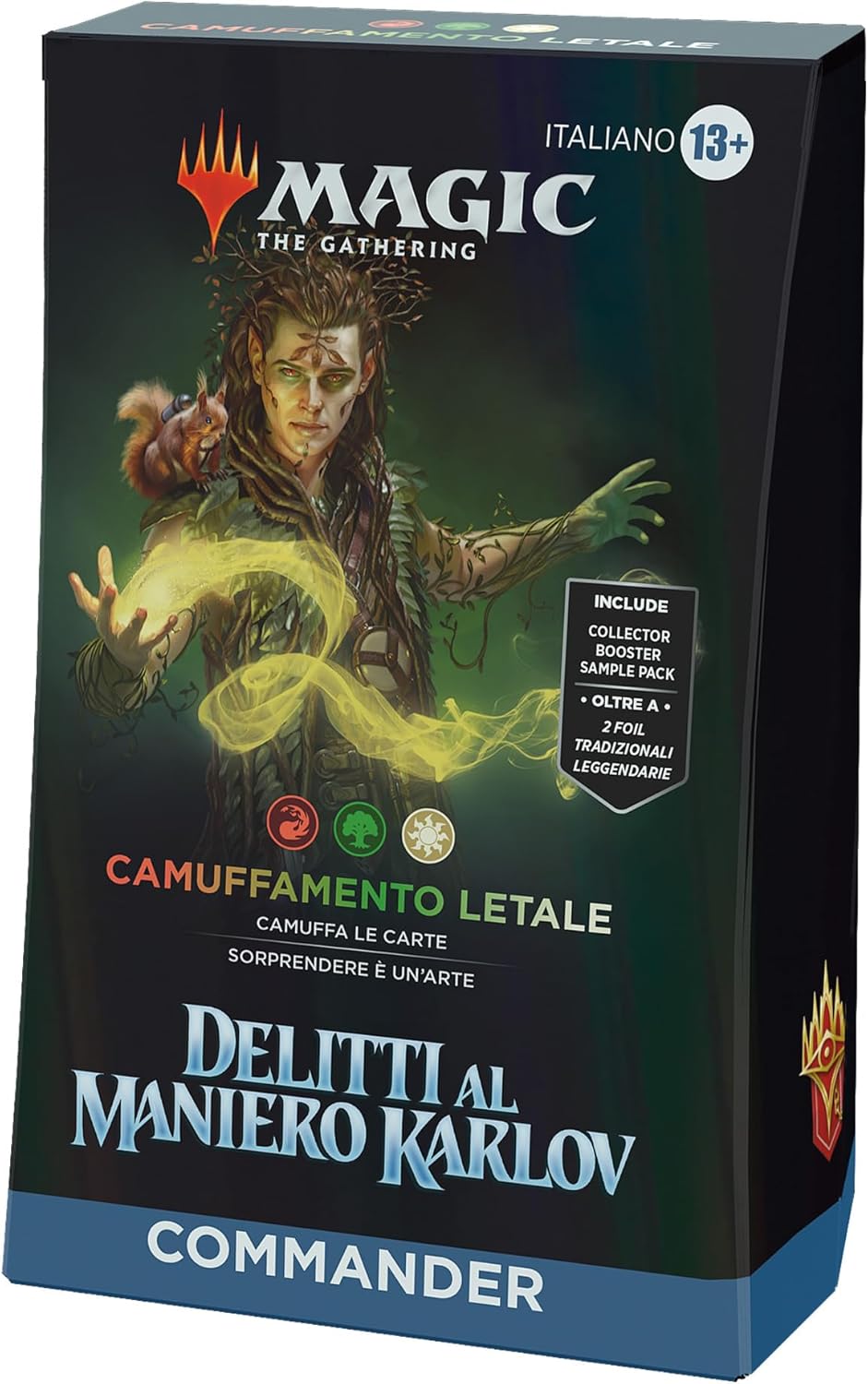 Mazzo Commander di Magic: The Gathering Delitti al Maniero Karlov - Camuffamento Letale (mazzo da 100 carte, Collector Booster Sample Pack da 2 carte + accessori) (versione italiana)