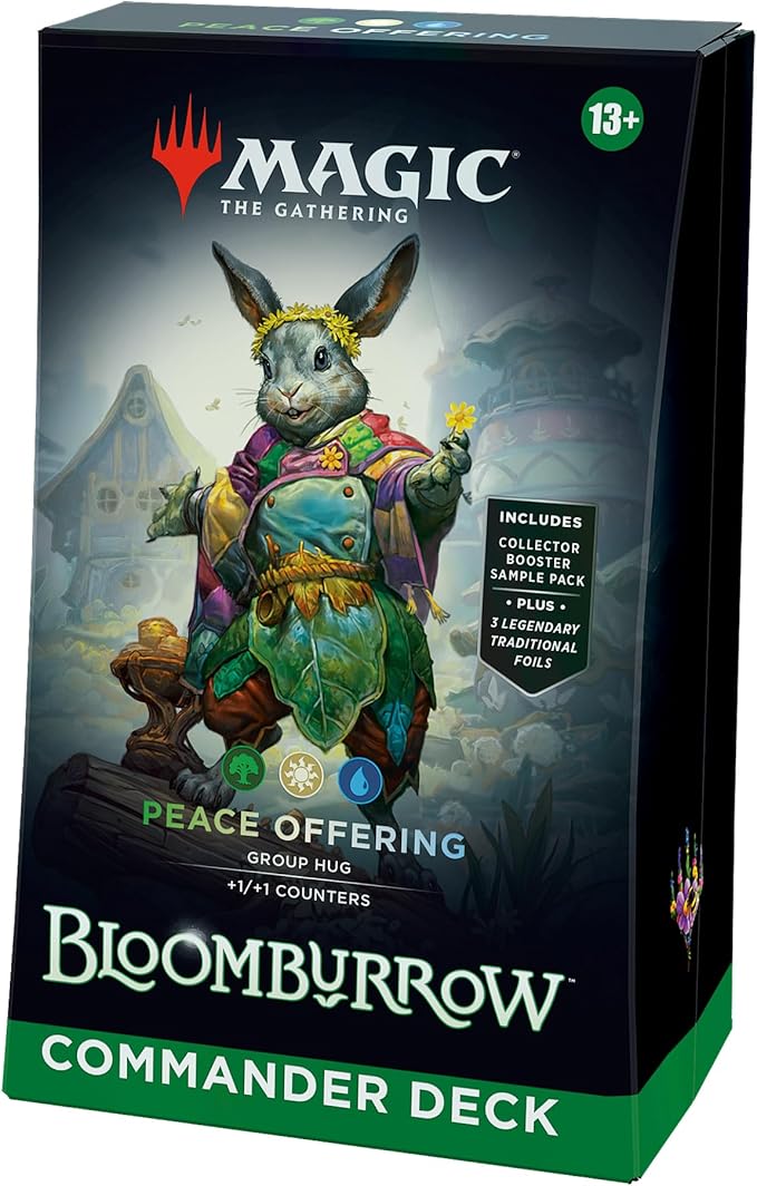 Mazzo Commander di Magic: The Gathering Bloomburrow - Offerta di Pace (mazzo da 100 carte, Collector Booster sample pack da 2 carte + accessori) (English Version)