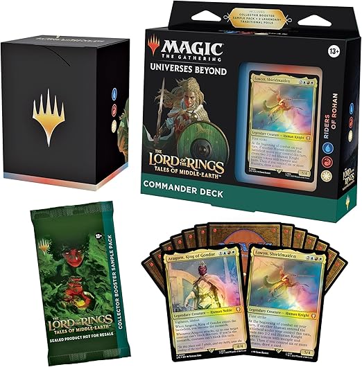 Magic: The Gathering The Lord of the Rings: Tales of Middle-earth Commander Deck - Riders of Rohan (100-Card Deck, 2-Card Collector Booster Sample Pack + Accessories) (Versione Inglese)