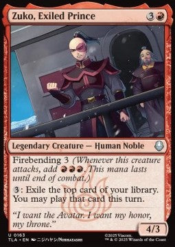 Zuko, Exiled Prince - Magic: The Gathering | Avatar: The Last Airbender (Uncommon) [TLA-163]