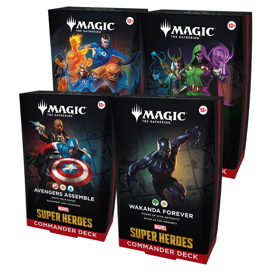 Marvel Super Heroes Commander Decks Display IT Magic the Gathering (4 Mazzi)