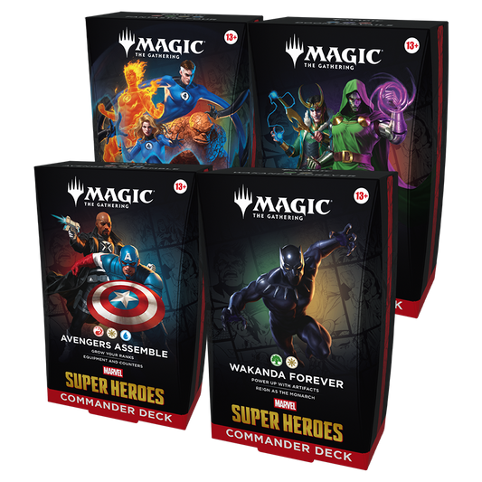 Marvel Super Heroes Commander Decks Display IT Magic the Gathering (4 Mazzi)