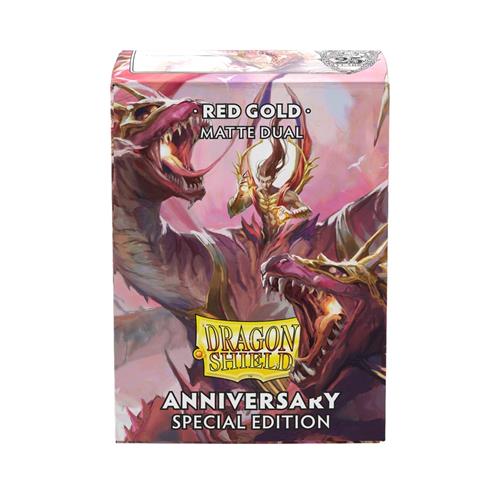 AT-15065 - 100 STANDARD MATTE DUAL SLEEVES - SPECIAL EDITION - POMEGRANATE/GOLD
