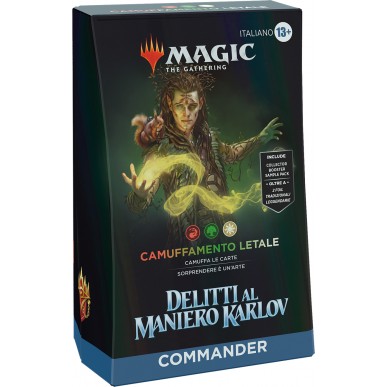 Mazzo Commander di Magic: The Gathering Delitti al Maniero Karlov - Camuffamento Letale (mazzo da 100 carte, Collector Booster Sample Pack da 2 carte + accessori) (versione italiana)